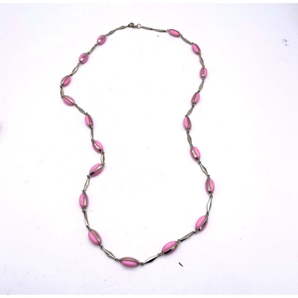 J.Crew Pink Gemstone Necklace Lobster Closure Signed